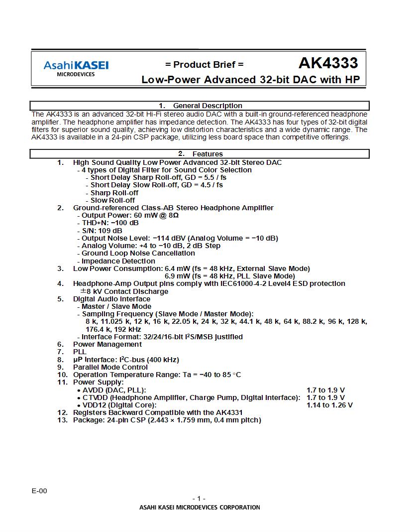 Asahi Kasei Microdevices Semiconductors Datasheets Mouser