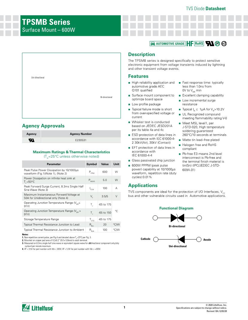 Search Results For TPSMB16A ESD Suppressors TVS Diodes Datasheets