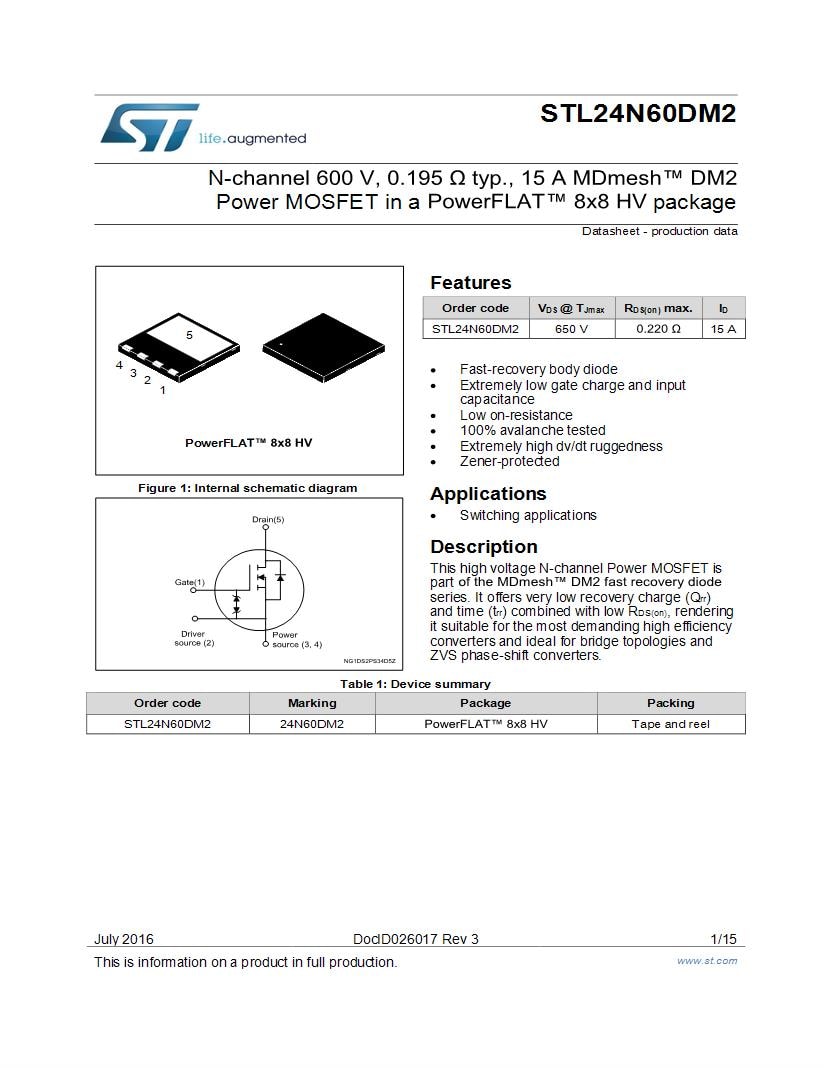 Stmicroelectronics N Channel Semiconductors Datasheets Mouser