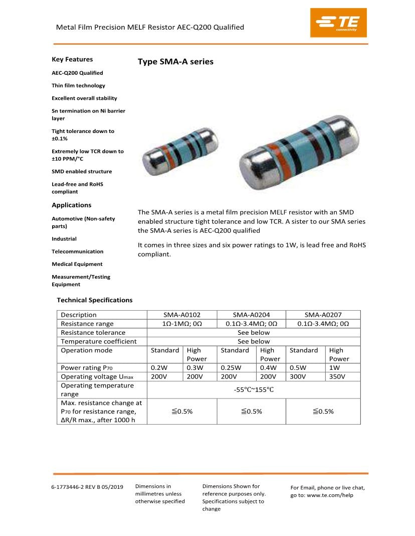 Search Results For Sma A Ftdx K Melf Resistors Datasheets Mouser