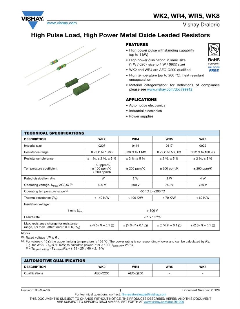 Search Results For 47k Resistors Datasheets Mouser