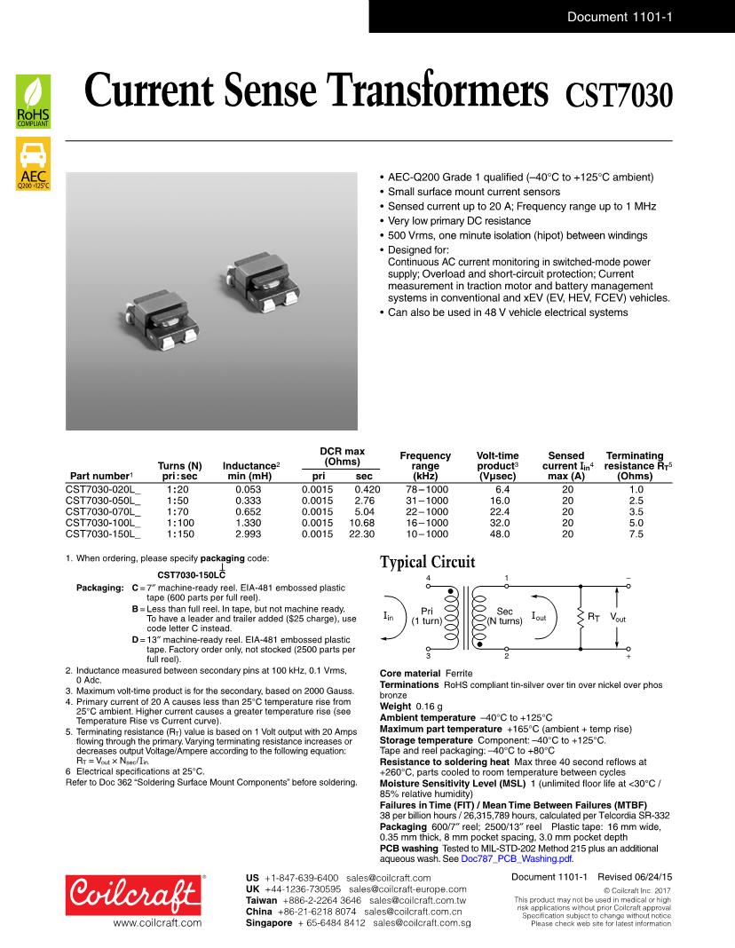 Coilcraft Power Datasheets Mouser