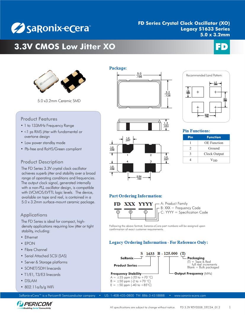 1.3 mm - 40 C 3.2 mm Oscillators Datasheets – Mouser