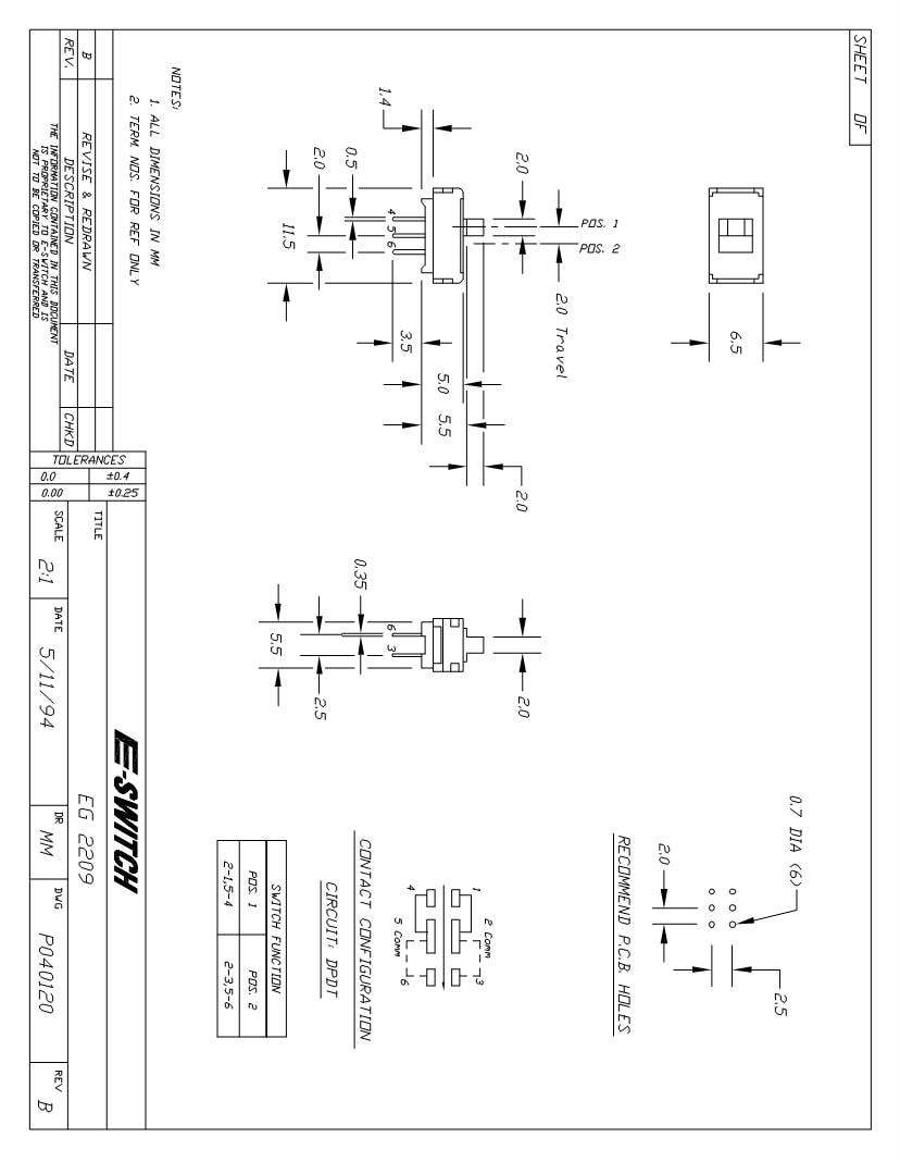 E-Switch DPDT Switches Datasheets – Mouser