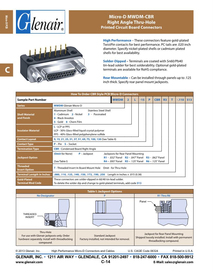 69 Position Through Hole D-Sub Micro-D Connectors Datasheets – Mouser