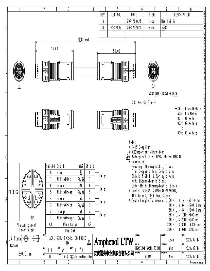 X Coded M12 Cable Assemblies Datasheets – Mouser