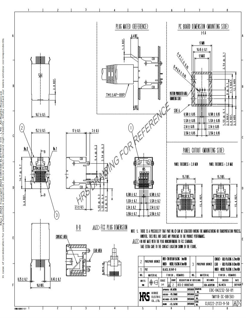 Hirose Electric 1x1 RJ45 Modular Connectors / Ethernet Connectors ...