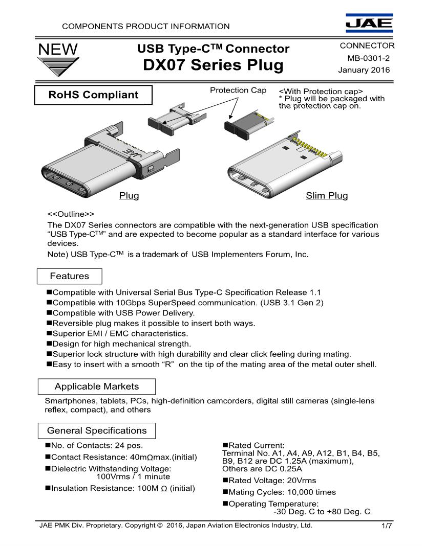 usb type c connector datasheet