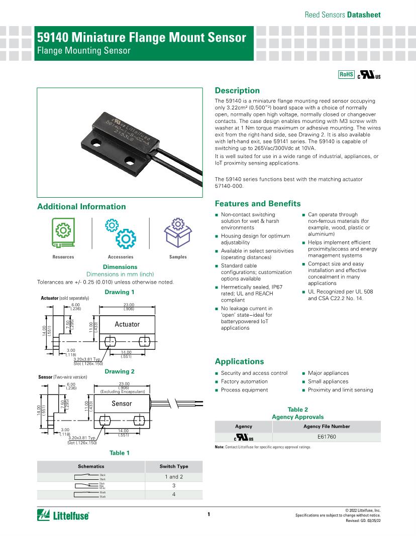 59140 Miniature Flange Mount Sensor