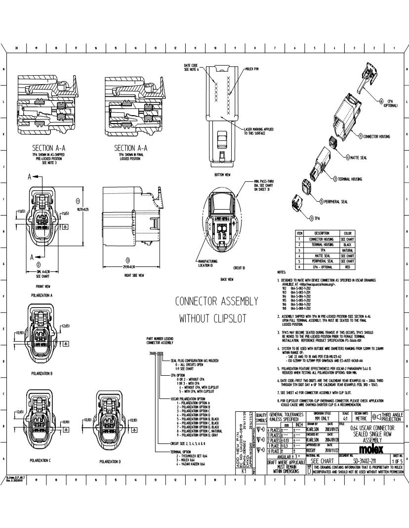 Molex MX64 Connectors Datasheets – Mouser