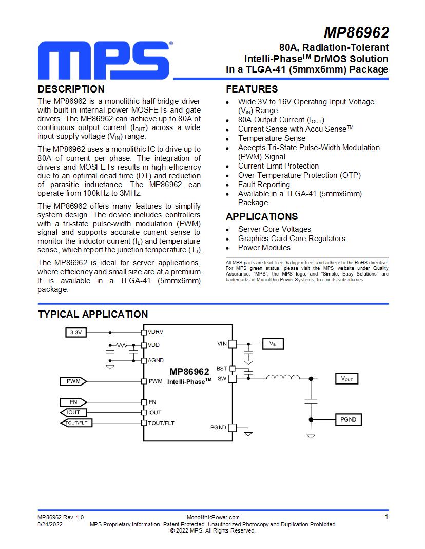 Monolithic Power Systems Mps Power Management Specialized Pmic Datasheets Mouser 7486