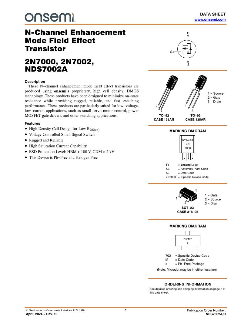 2N7002 MOSFET Pinout, Datasheet, Equivalents Features, 41% OFF