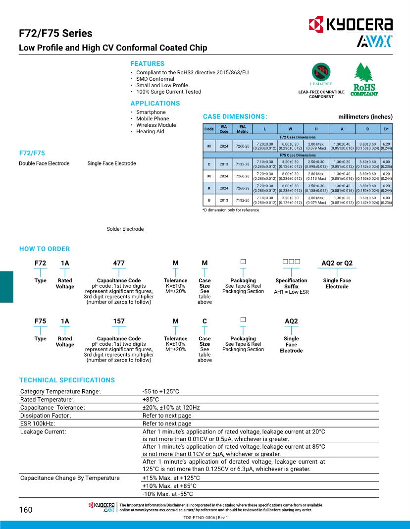 KYOCERA AVX Tantalum Capacitors - Solid SMD Datasheets – Mouser