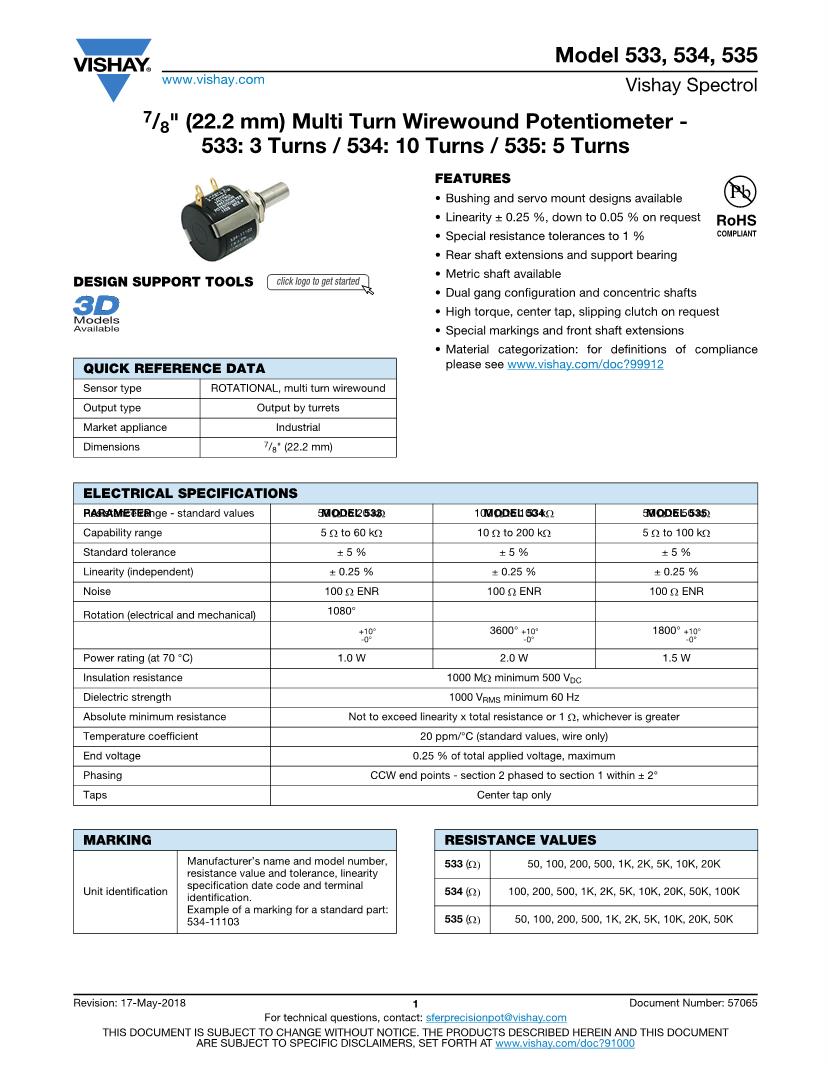 Potentiometer Datasheet