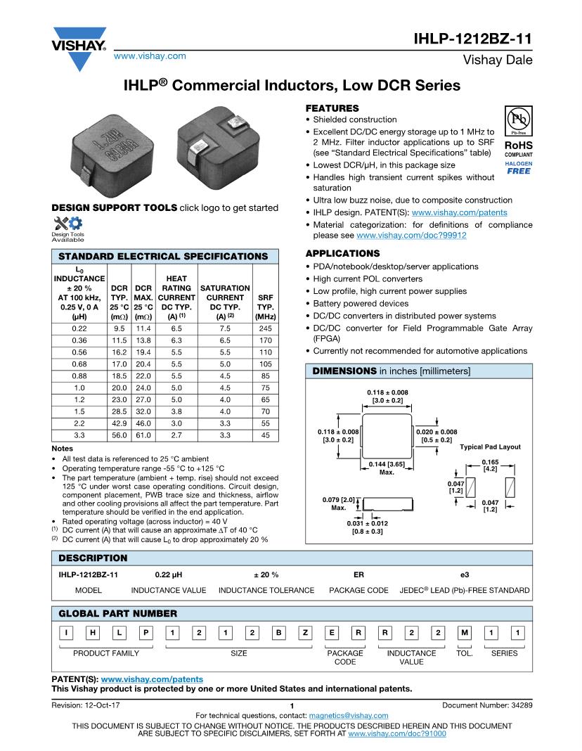 Search results for: IHLP1212BZ11 Power Inductors - SMD Datasheets 