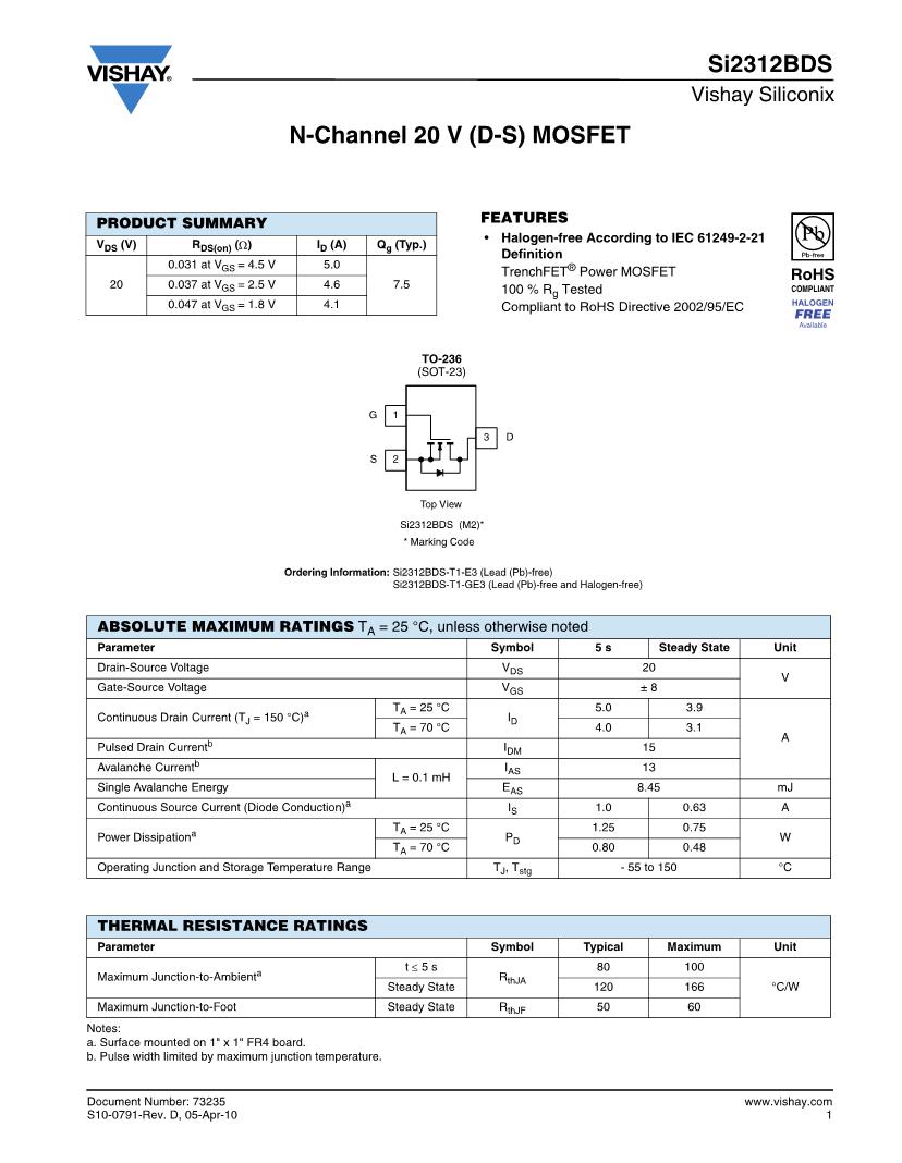 A SMD/SMT Channel N-Channel 30 V MOSFET Datasheets –, 57% OFF