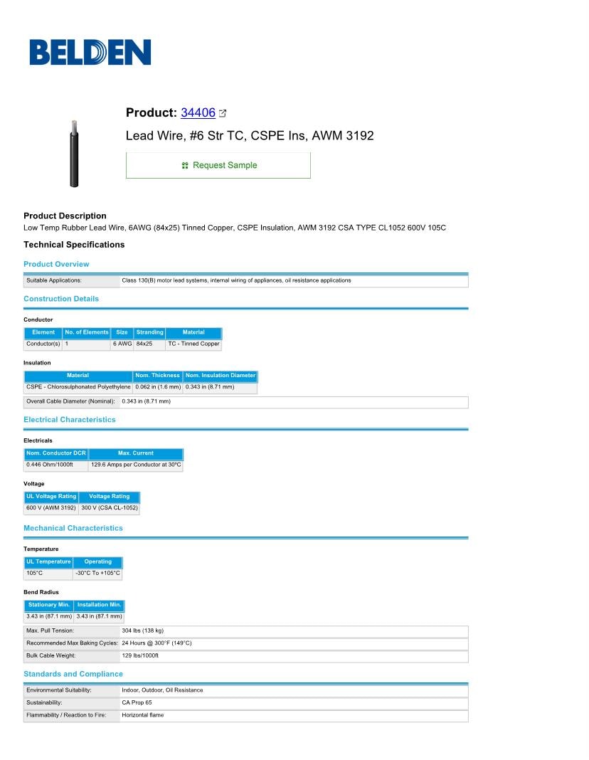 Black 6 AWG Wire & Cable Datasheets – Mouser