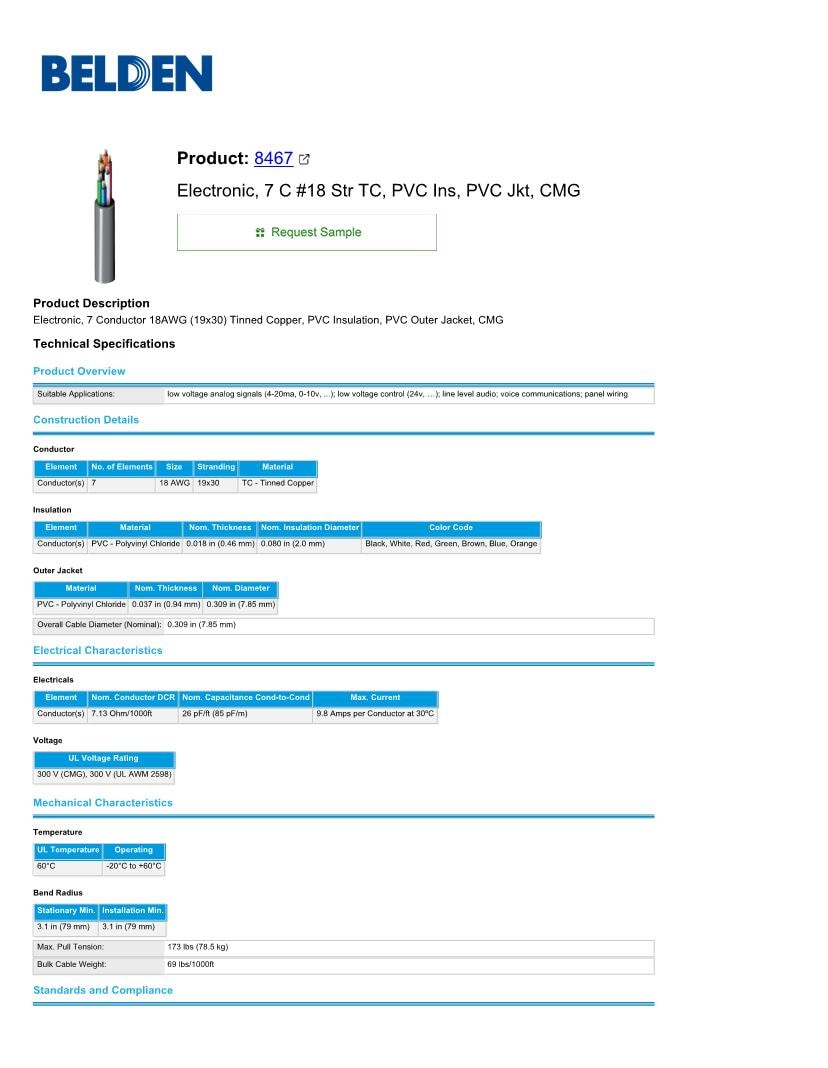 7 Conductor 300 V 18 AWG Multi-Conductor Cables Datasheets – Mouser