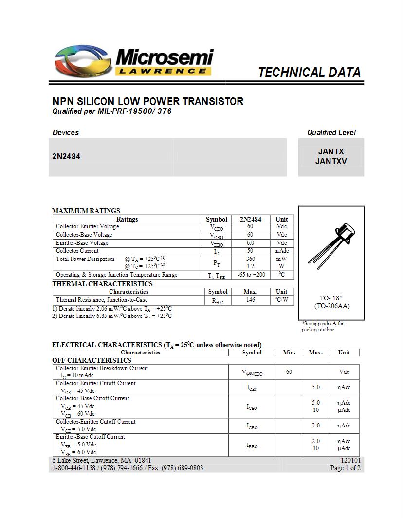 2N2484 DATASHEET PDF