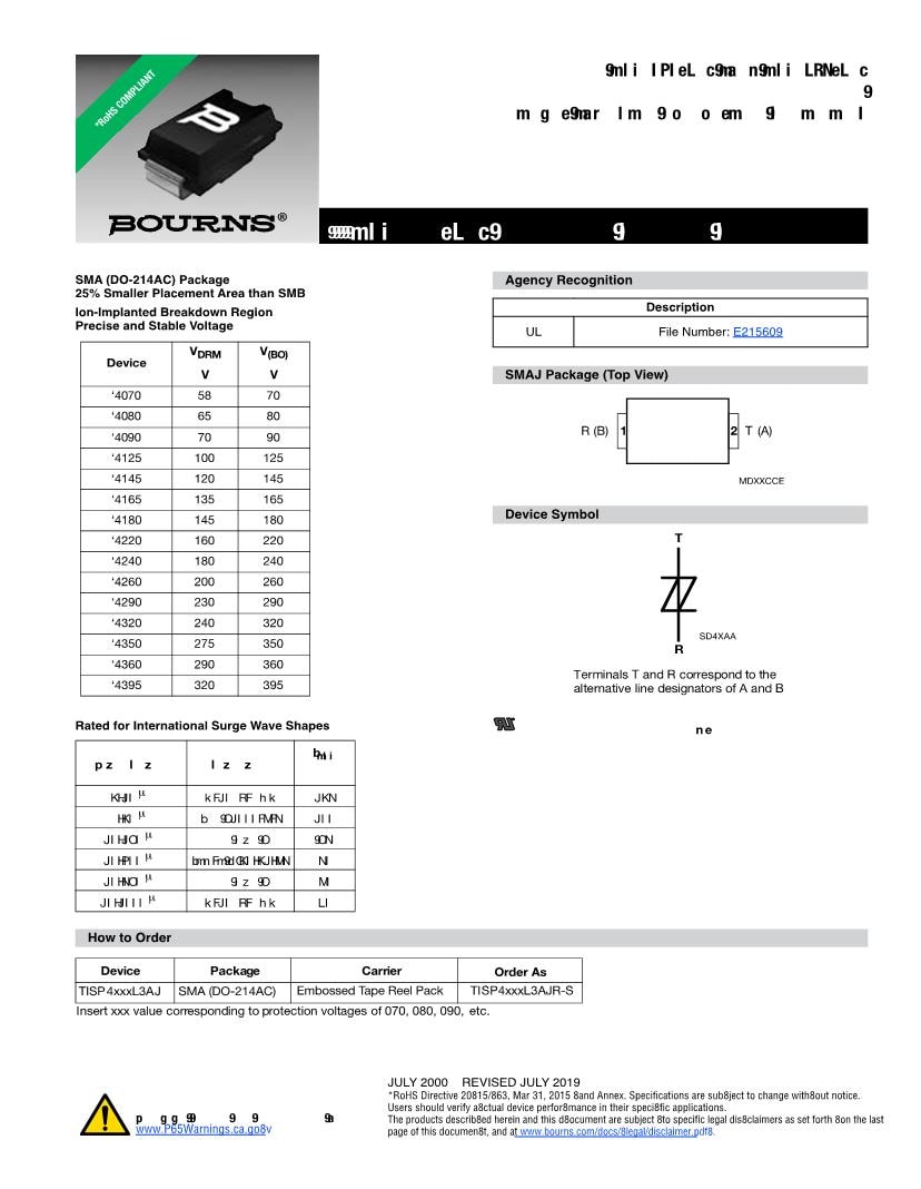 320 V Thyristor Surge Protection Devices - TSPD Datasheets – Mouser