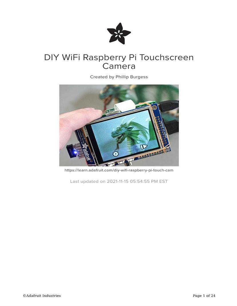 DIY WiFi Raspberry Pi Touchscreen Camera