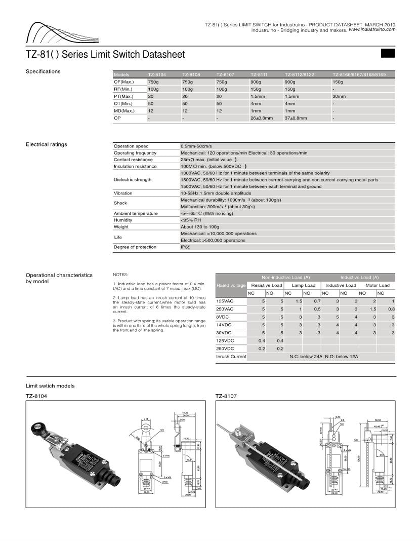 Limit Switch Datasheet Pdf