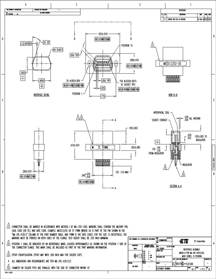 M83513/02-BN Connectors | Mouser