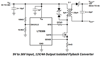 LT8306 No-Opto Isolated Flyback Controllers - ADI | Mouser