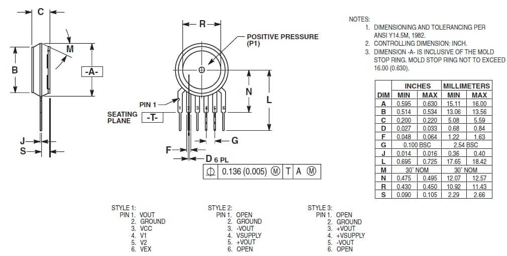 pressure film sensor Mouser    NXP MPX5700 Series  Piezoresistive Transducer